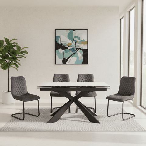 Cosmic Extending Dining Table with 4 Dining Chairs Dining Set