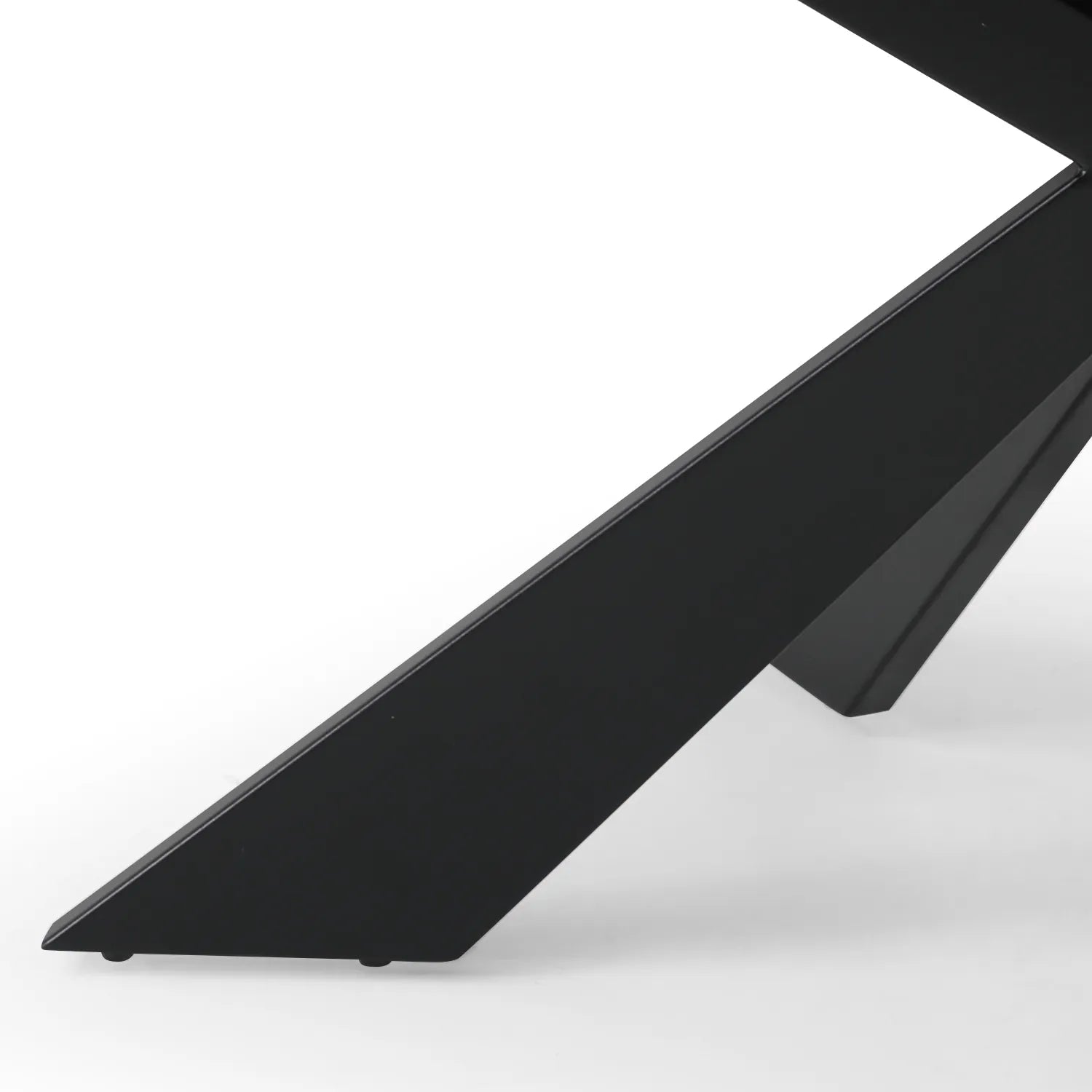 Kos Dining Table, 130cm 4 Seater table, White Ceramic Top in Marble High Gloss Finish, Black Metal Base - Legs