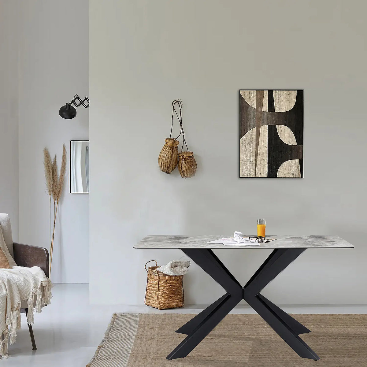 Cree 135cm Light Grey Ceramic Dining Table - Pendle Village Furniture