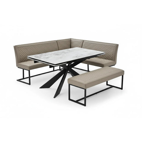 Cosmic Extending Dining Table with Athena Taupe Corner Bench Set