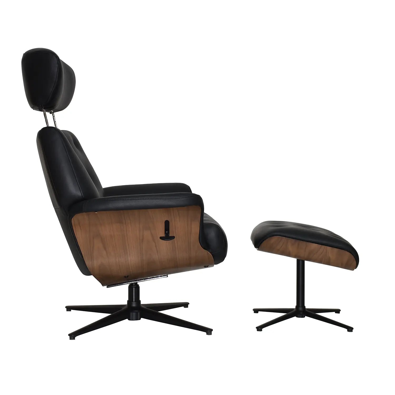 Kristof Leather Look Swivel Recliner Chair and Footstool