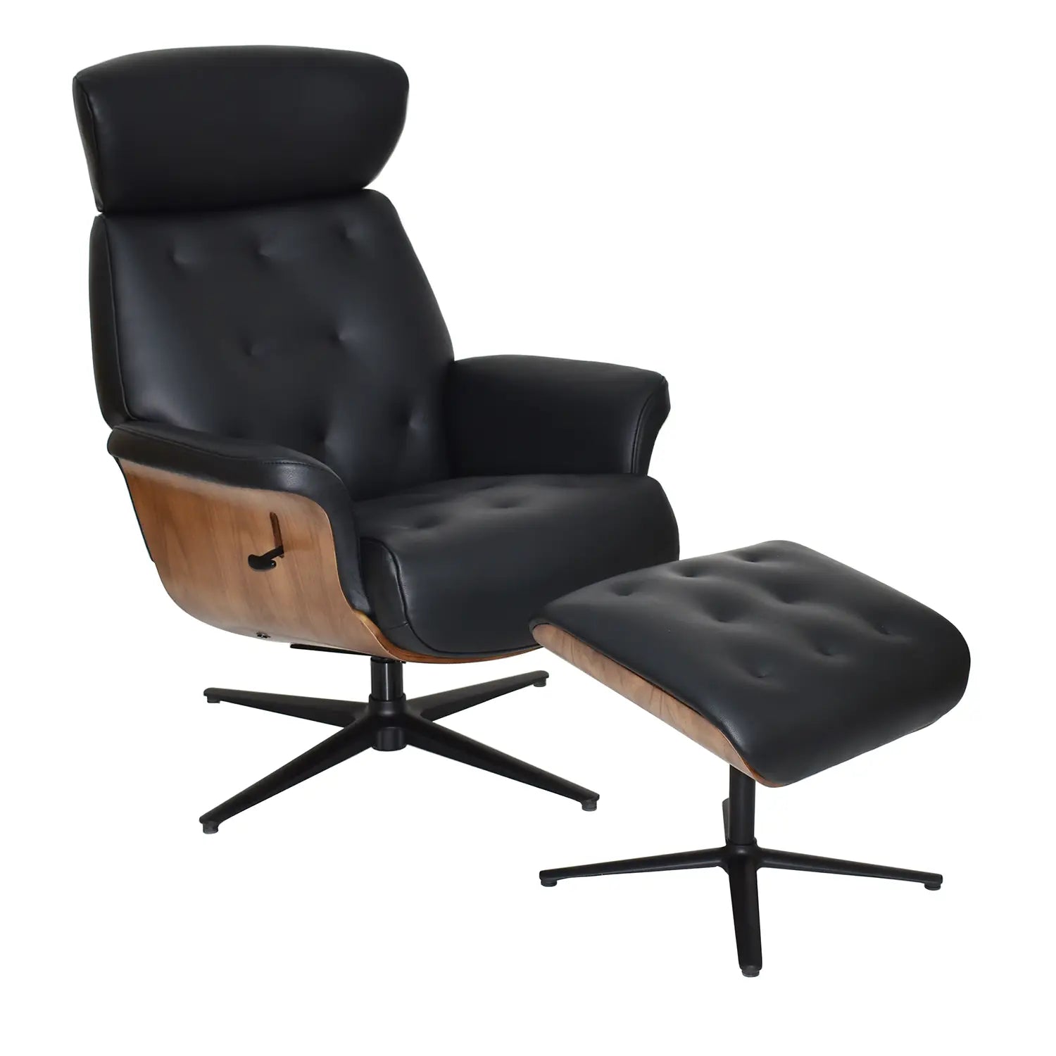 Kristof Leather Look Swivel Recliner Chair and Footstool