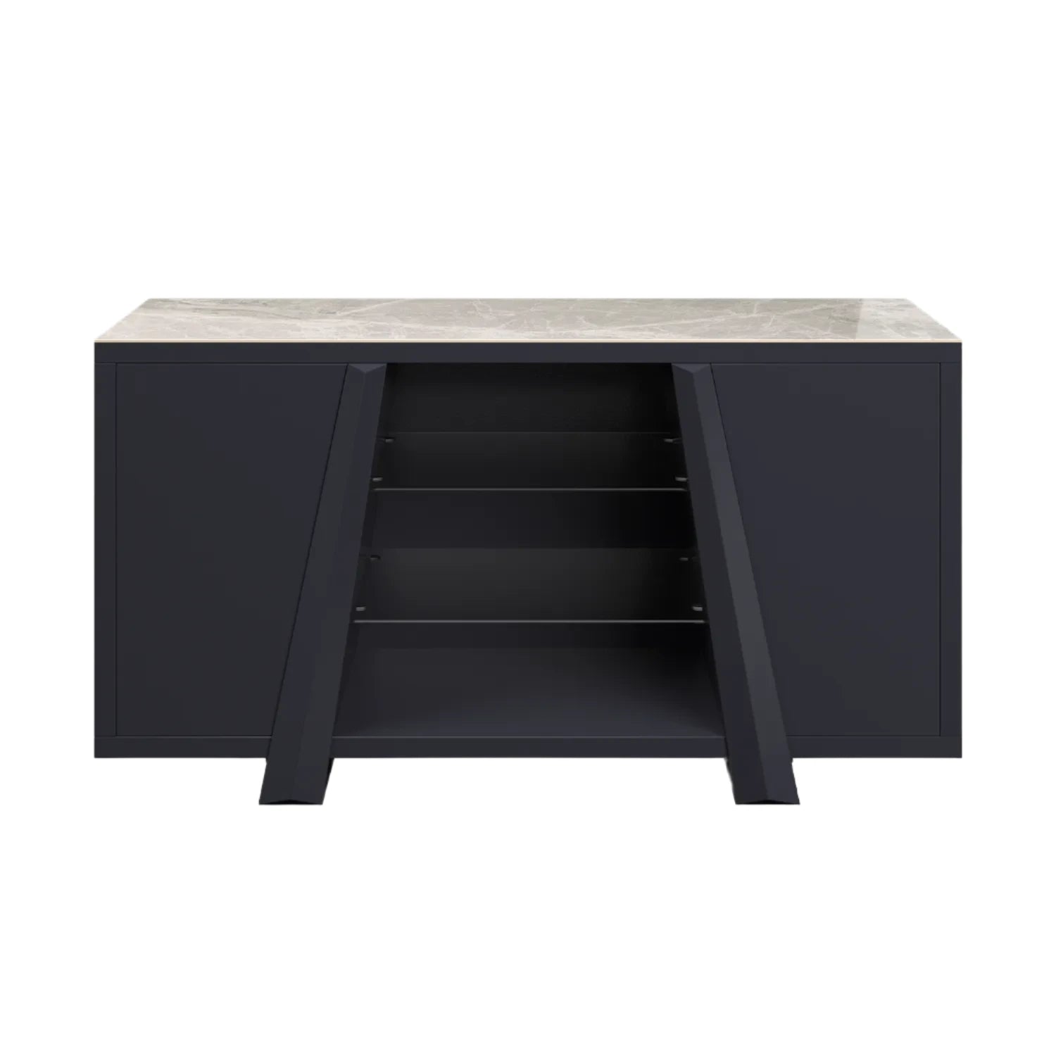 Vortex 2 Door Large Sideboard with Gloss Light Grey Ceramic Top - Pendle Village Furniture