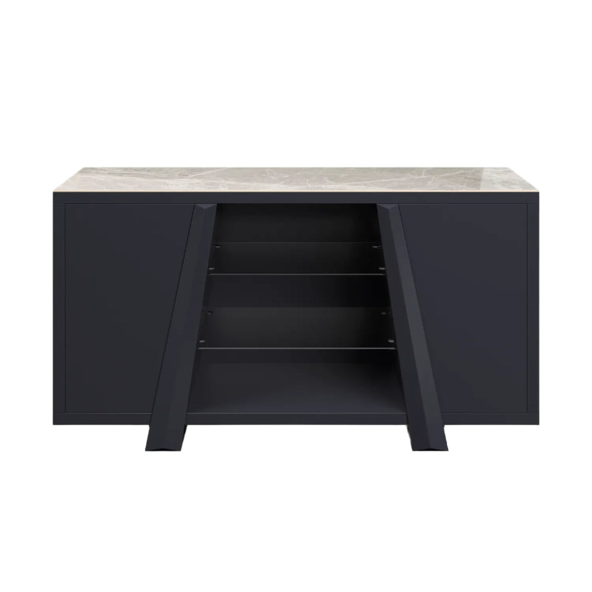 Vortex 2 Door Large Sideboard with Gloss Light Grey Ceramic Top - Pendle Village Furniture