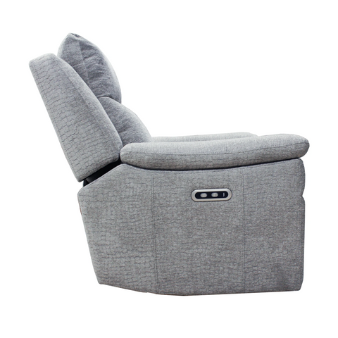Raven Grey Textured Fabric Power Recliner Armchair - Pendle Village Furniture