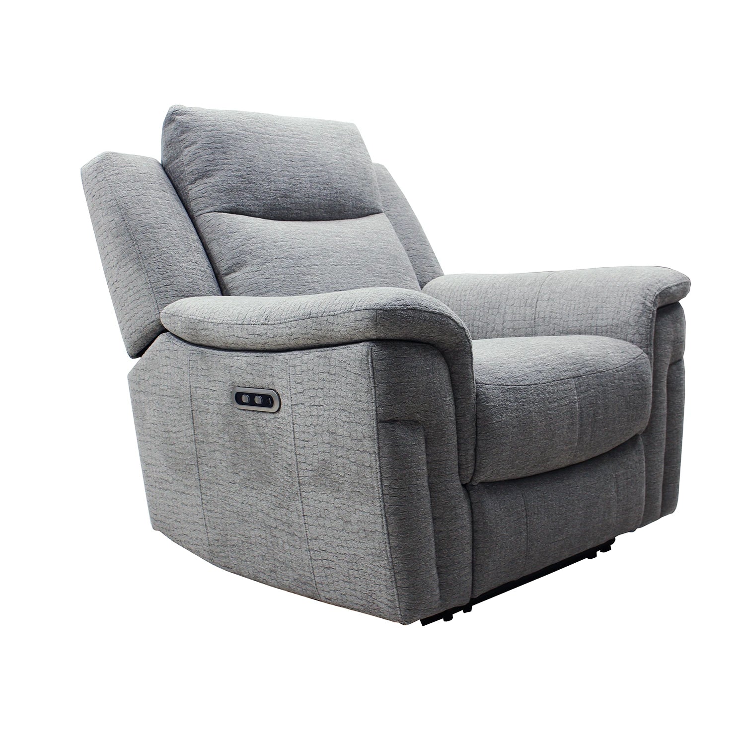 Raven Grey Textured Fabric Power Recliner Armchair - Pendle Village Furniture