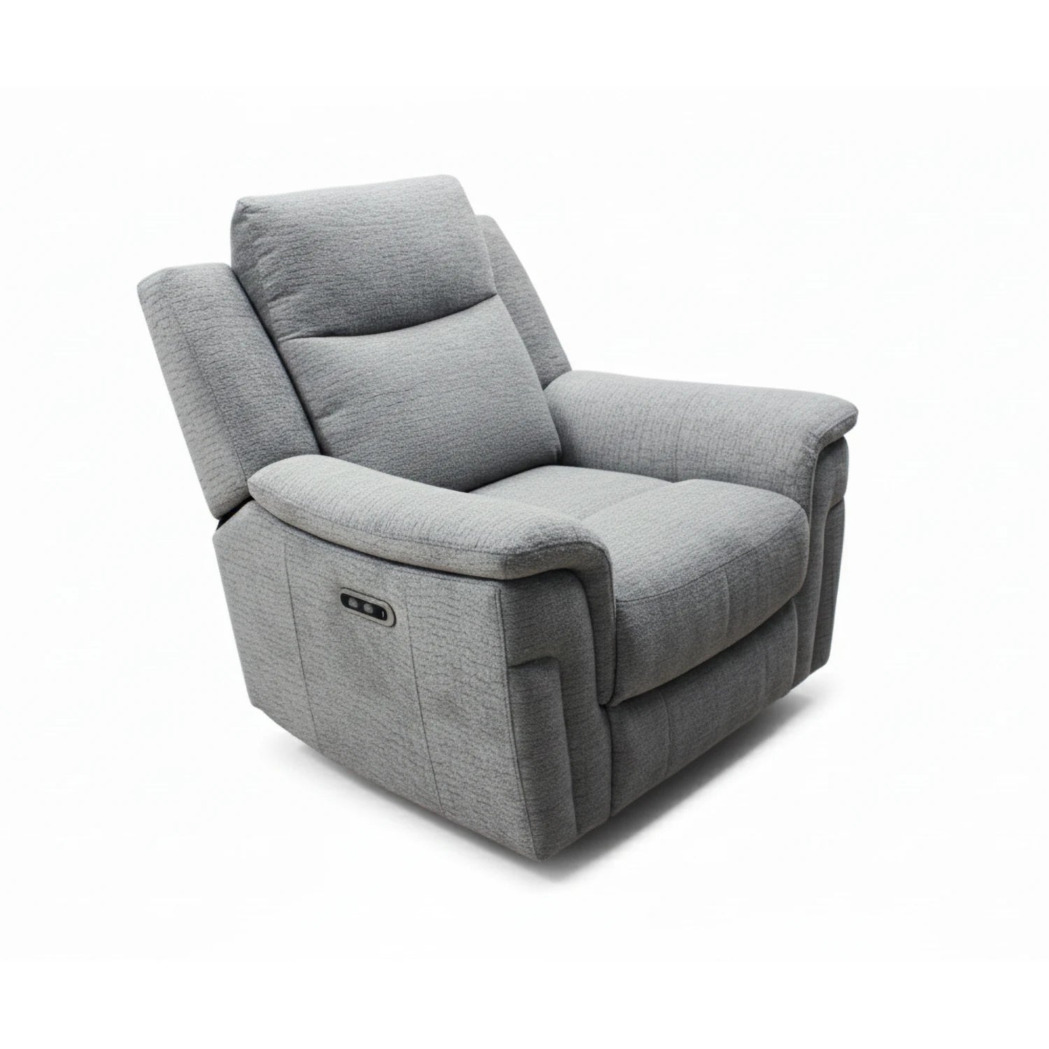 Raven Grey Textured Fabric Power Recliner Armchair - Pendle Village Furniture