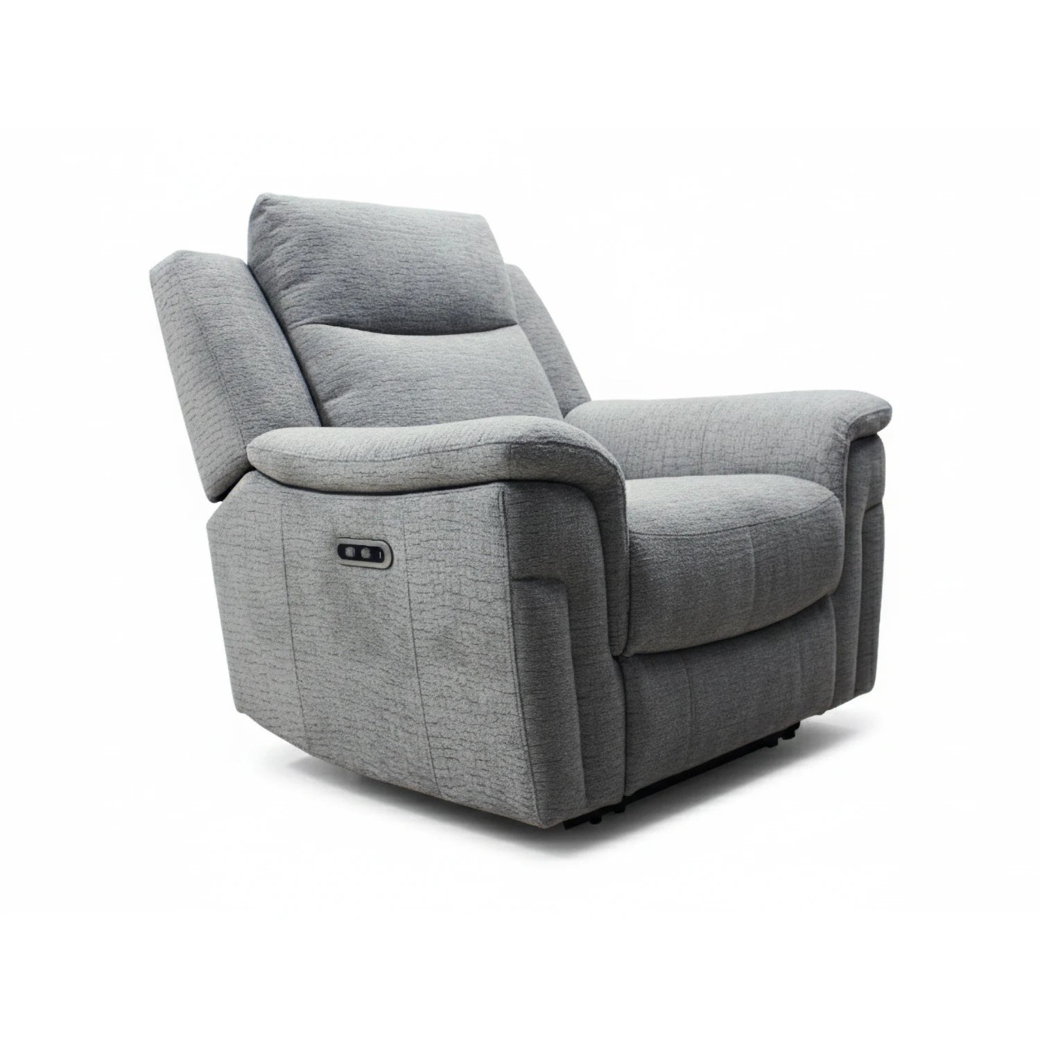 Raven Grey Textured Fabric Power Recliner Armchair - Pendle Village Furniture