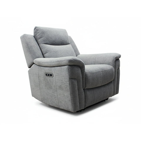 Raven Grey Textured Fabric Power Recliner Armchair - Pendle Village Furniture