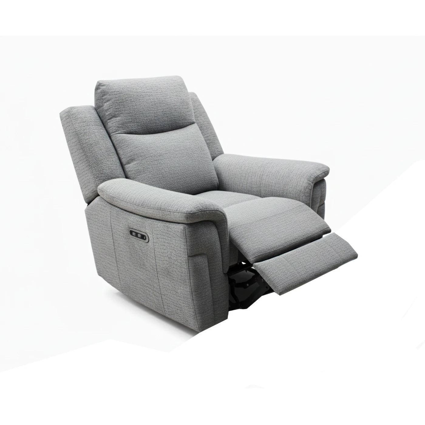 Raven Grey Textured Fabric Power Recliner Armchair - Pendle Village Furniture