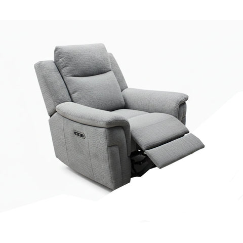Raven Grey Textured Fabric Power Recliner Armchair - Pendle Village Furniture