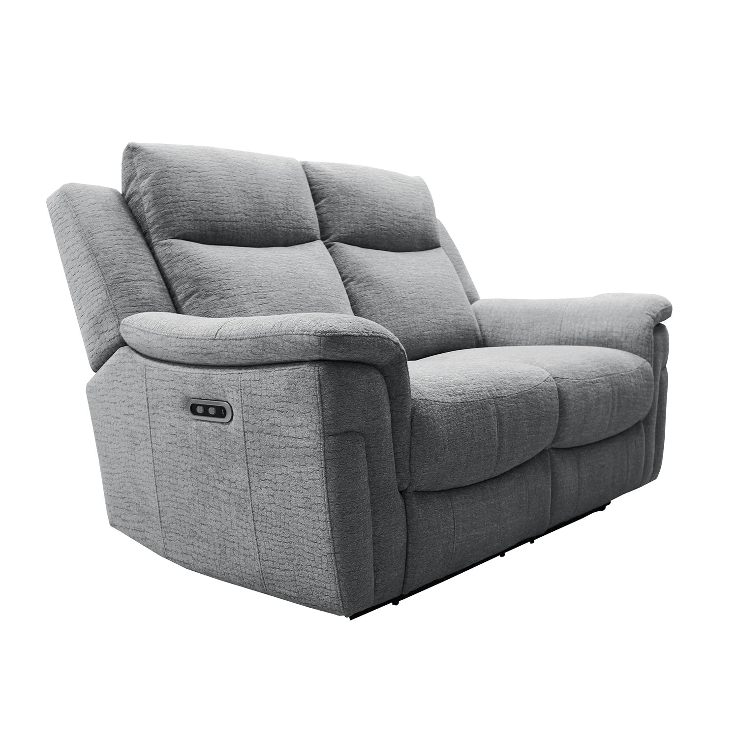 Raven Grey Textured Fabric 2 Seater Power Recliner Sofa - Pendle Village Furniture