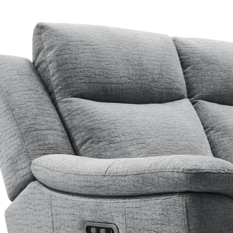 Raven Grey Textured Fabric 2 Seater Power Recliner Sofa - Pendle Village Furniture