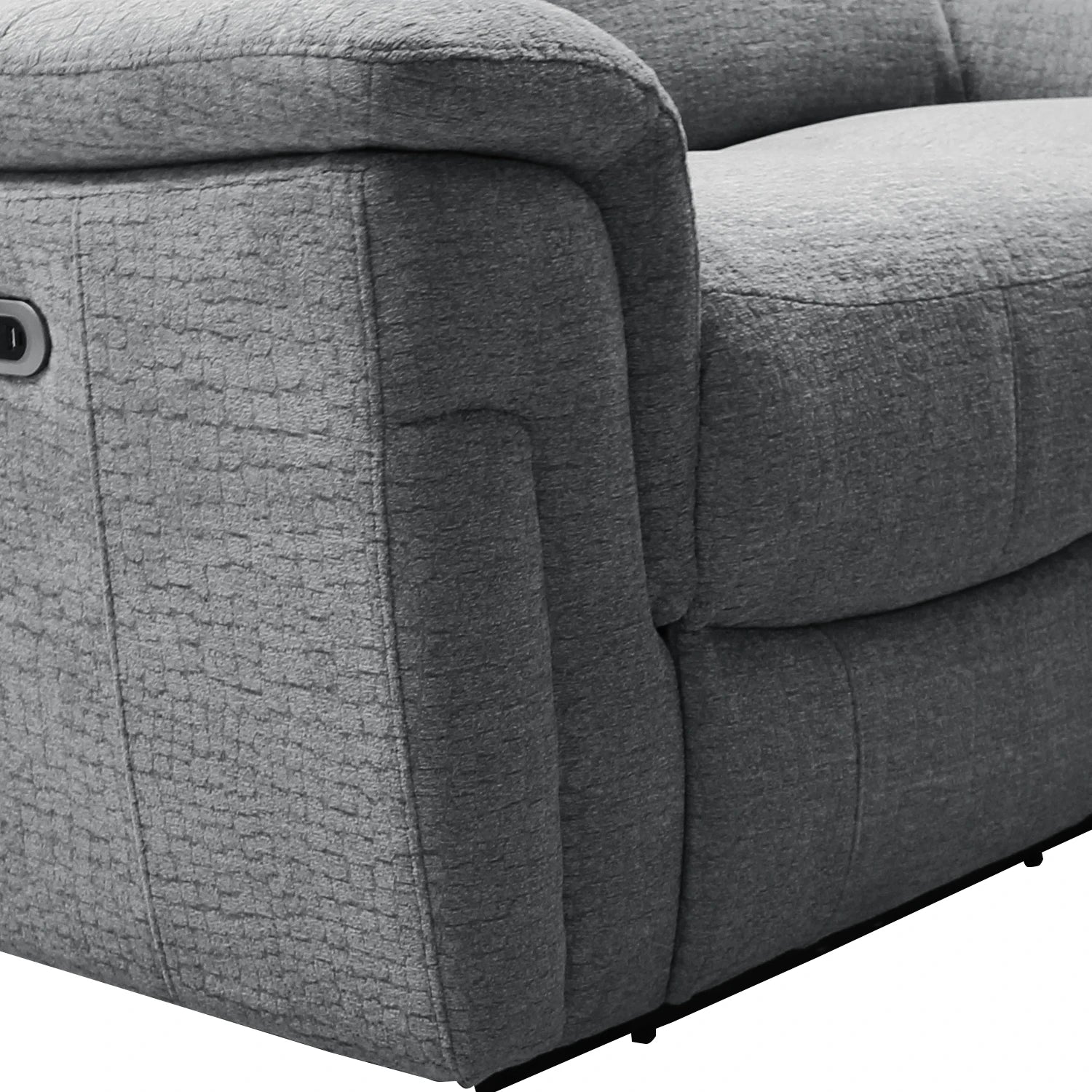 Raven Grey Textured Fabric 2 Seater Power Recliner Sofa - Pendle Village Furniture