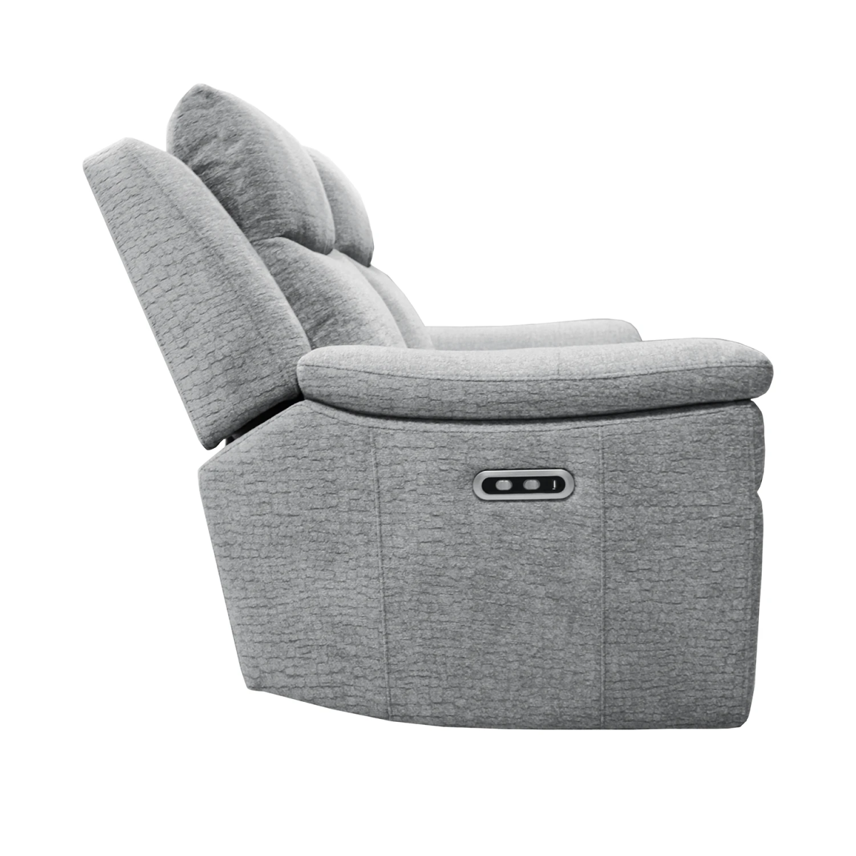 Raven Grey Textured Fabric 2 Seater Power Recliner Sofa - Pendle Village Furniture