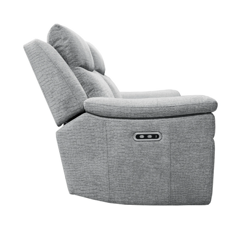 Raven Grey Textured Fabric 2 Seater Power Recliner Sofa - Pendle Village Furniture