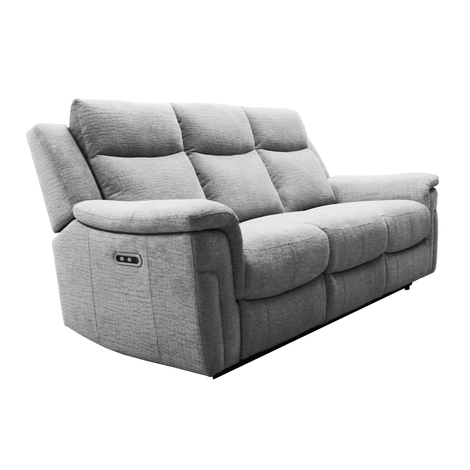 Raven Grey Textured Fabric 3 Seater Power Recliner Sofa - Pendle Village Furniture