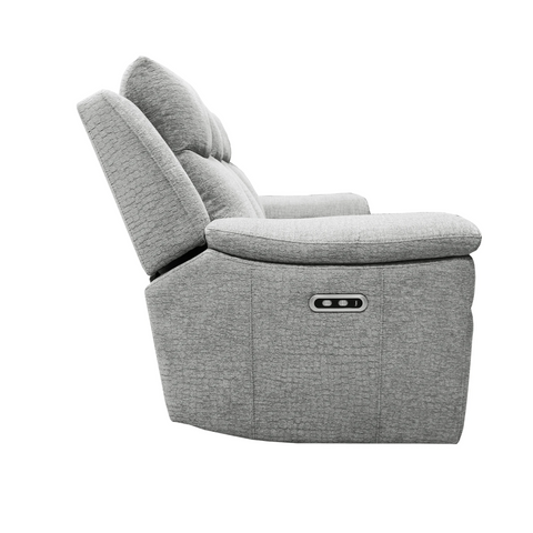 Raven Grey Textured Fabric 3 Seater Power Recliner Sofa - Pendle Village Furniture
