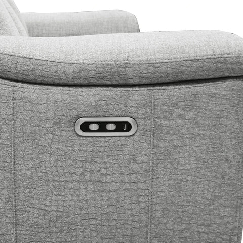 Raven Grey Textured Fabric 3 Seater Power Recliner Sofa - Pendle Village Furniture