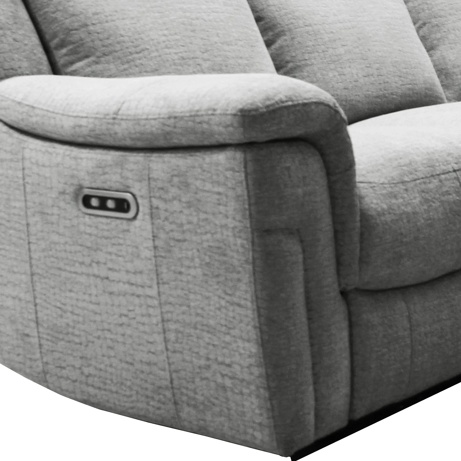 Raven Grey Textured Fabric 3 Seater Power Recliner Sofa - Pendle Village Furniture