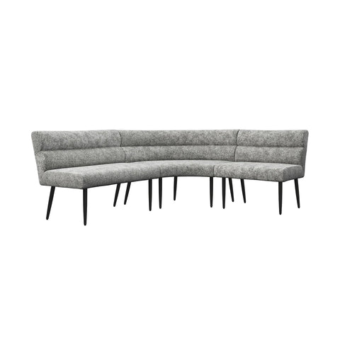 Avor Grey Fabric Curved Corner Dining Bench, also available in Champagne 