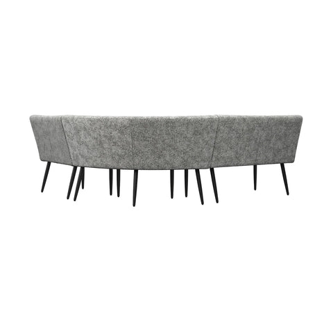 Back view of Avor Grey Fabric Curved Corner Dining Bench