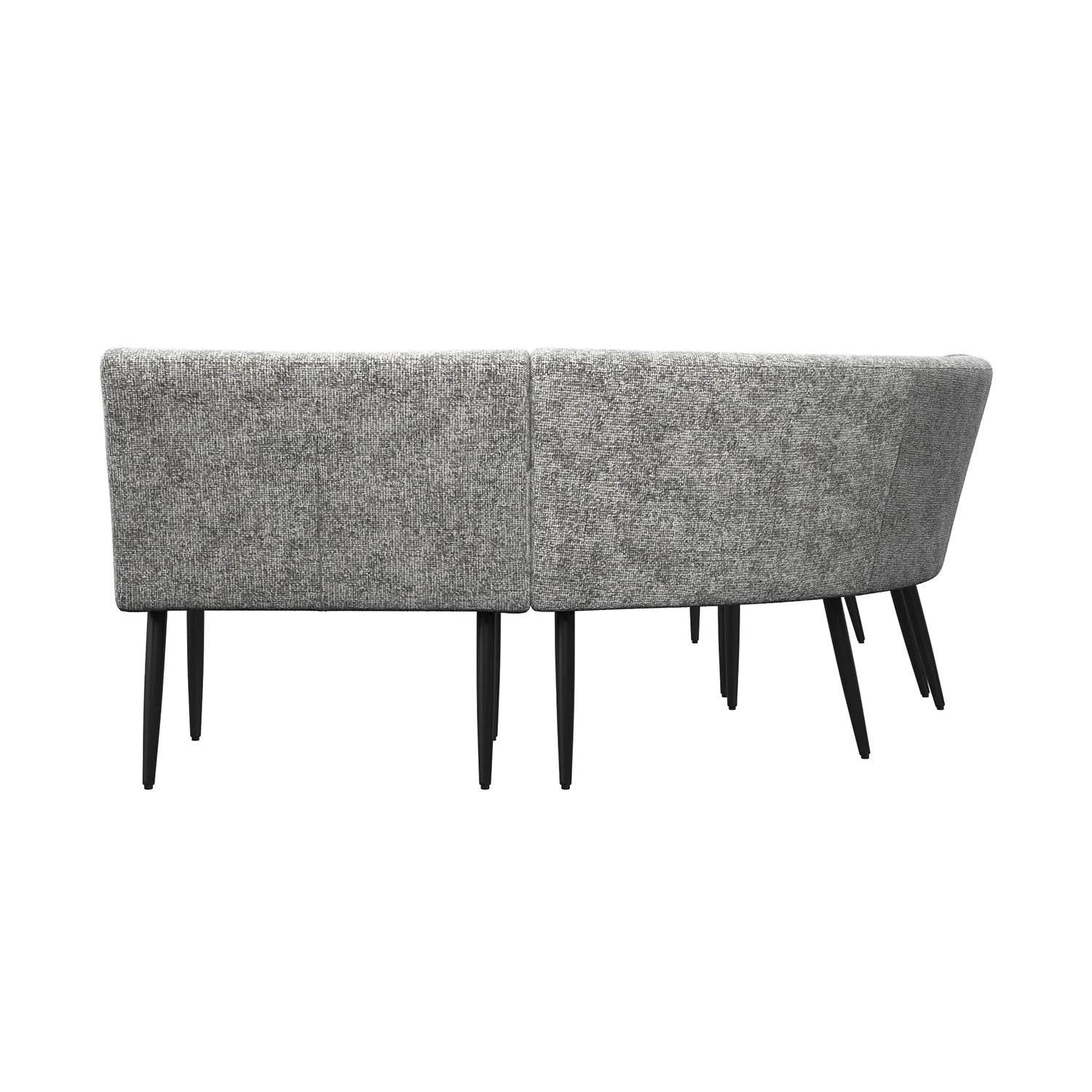 Close up of Avor Grey Fabric Curved Corner Dining Bench