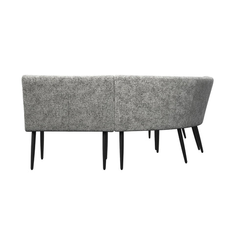 Close up of Avor Grey Fabric Curved Corner Dining Bench