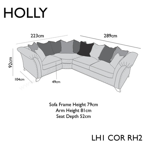 Holly Fabric Pillow Back Corner Sofa With Studs - 1C1