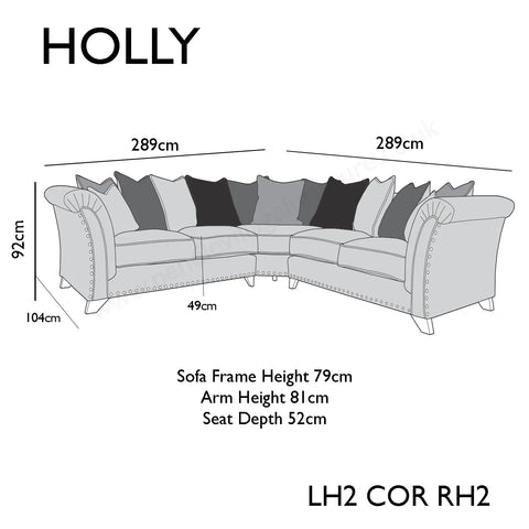 Holly Fabric Pillow Back Corner Sofa With Studs - 1C1