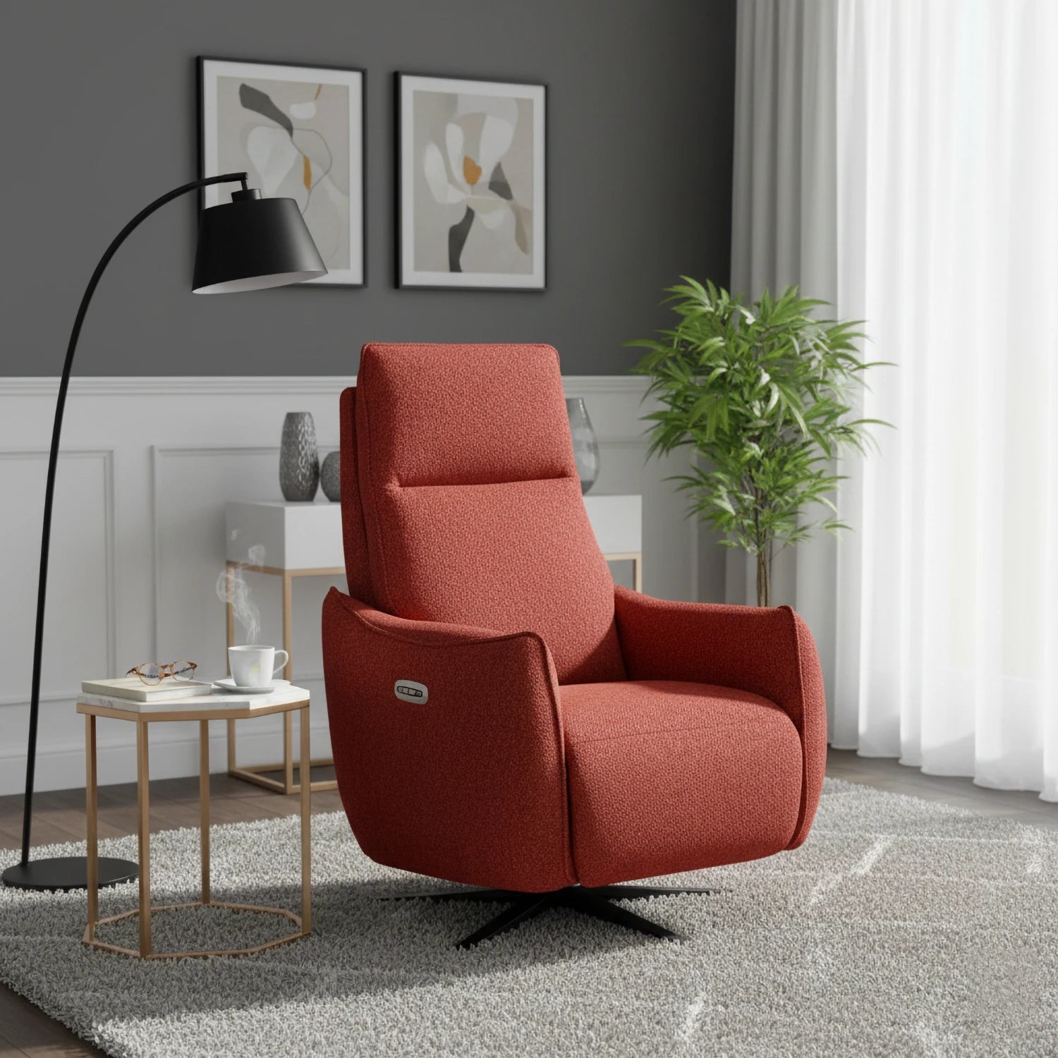 Libra Ruby Fabric Power Swivel Recliner Chair - Pendle Village Furniture