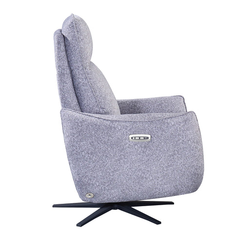 Libra Grey Fabric Power Swivel Recliner Chair - Pendle Village Furniture
