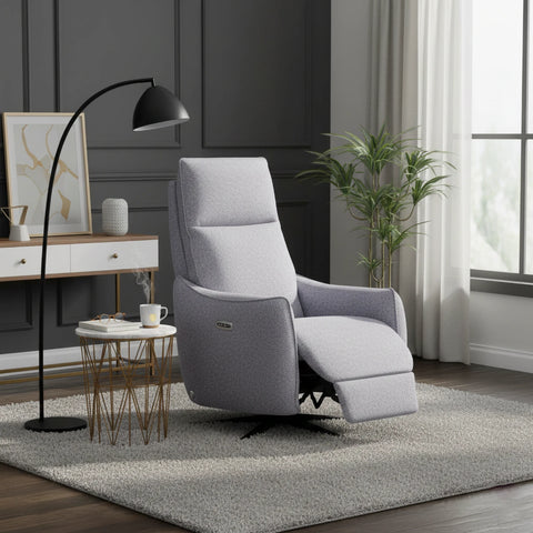Libra Grey Fabric Power Swivel Recliner Chair - Pendle Village Furniture