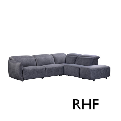 Libra Antracite Fabric Power Recliner Corner Chaise Sofa with Adjustable Headrests - Pendle Village Furniture