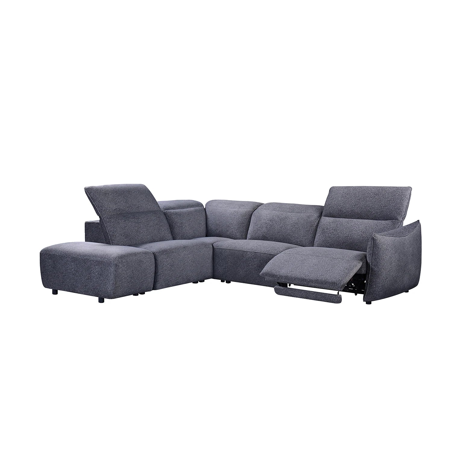 Libra Antracite Fabric Power Recliner Corner Chaise Sofa with Adjustable Headrests - Pendle Village Furniture