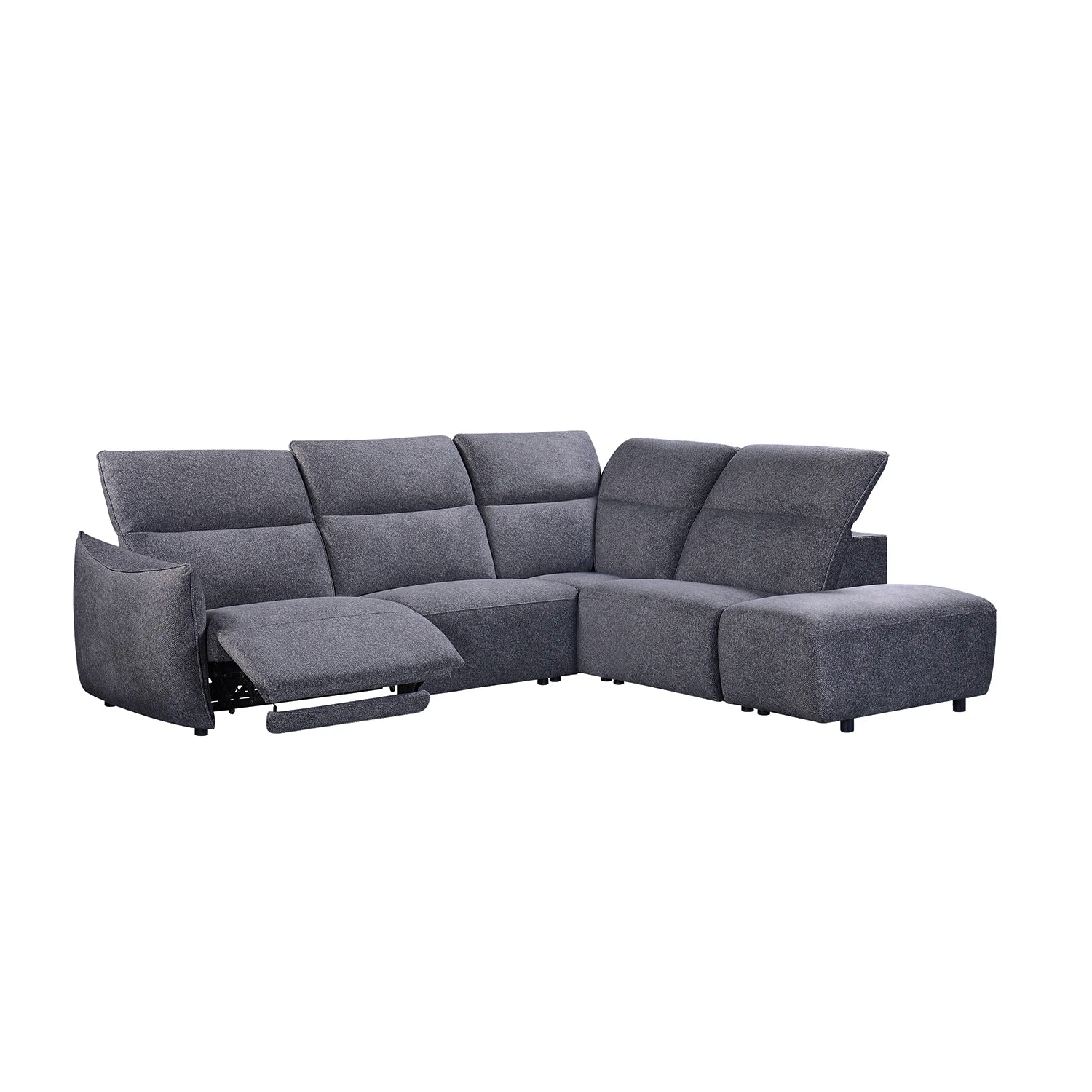 Libra Antracite Fabric Power Recliner Corner Chaise Sofa with Adjustable Headrests - Pendle Village Furniture