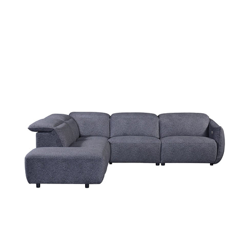 Libra Antracite Fabric Power Recliner Corner Chaise Sofa with Adjustable Headrests - Pendle Village Furniture