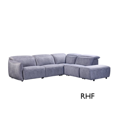 Libra Grey Fabric Power Recliner Corner Chaise Sofa with Adjustable Headrests - Pendle Village Furniture