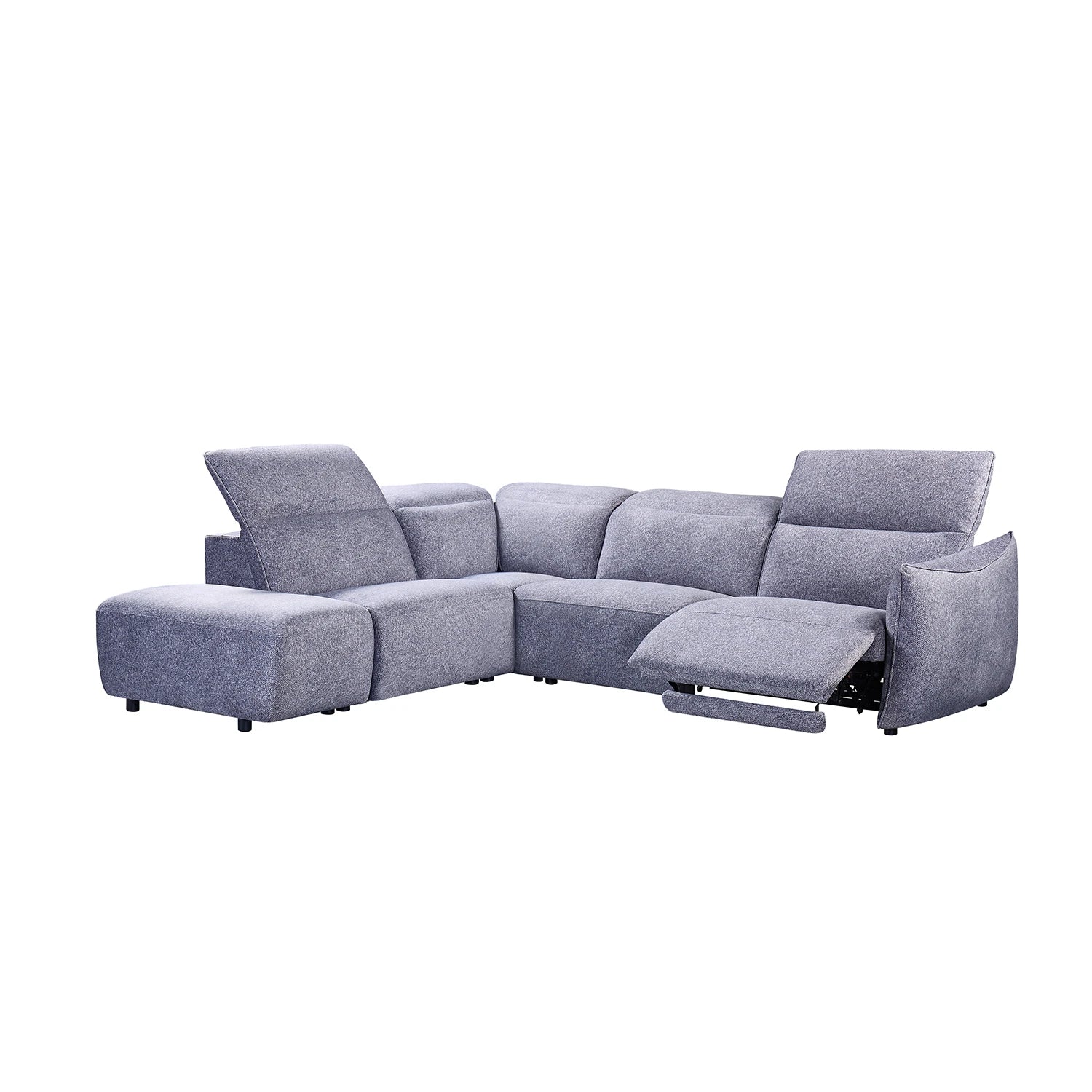 Libra Grey Fabric Power Recliner Corner Chaise Sofa with Adjustable Headrests - Pendle Village Furniture