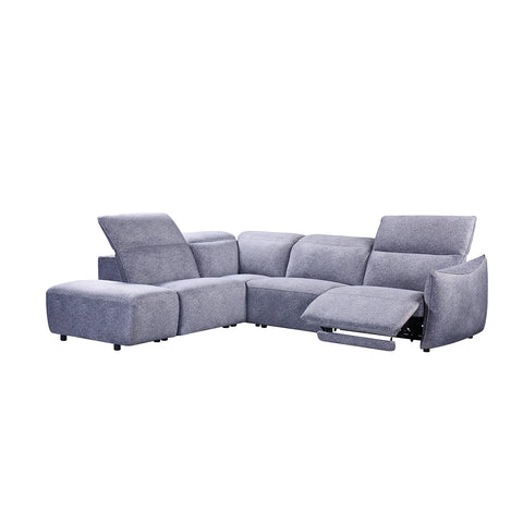 Libra Grey Fabric Power Recliner Corner Chaise Sofa with Adjustable Headrests - Pendle Village Furniture