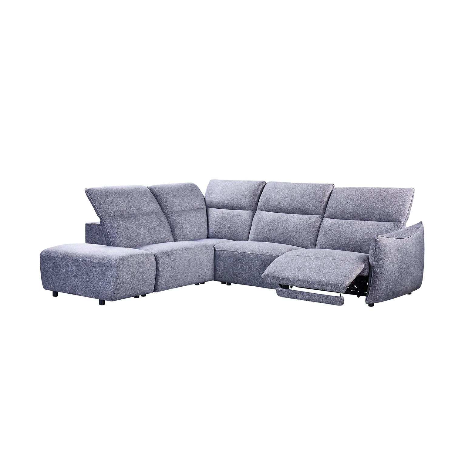 Libra Grey Fabric Power Recliner Corner Chaise Sofa with Adjustable Headrests - Pendle Village Furniture