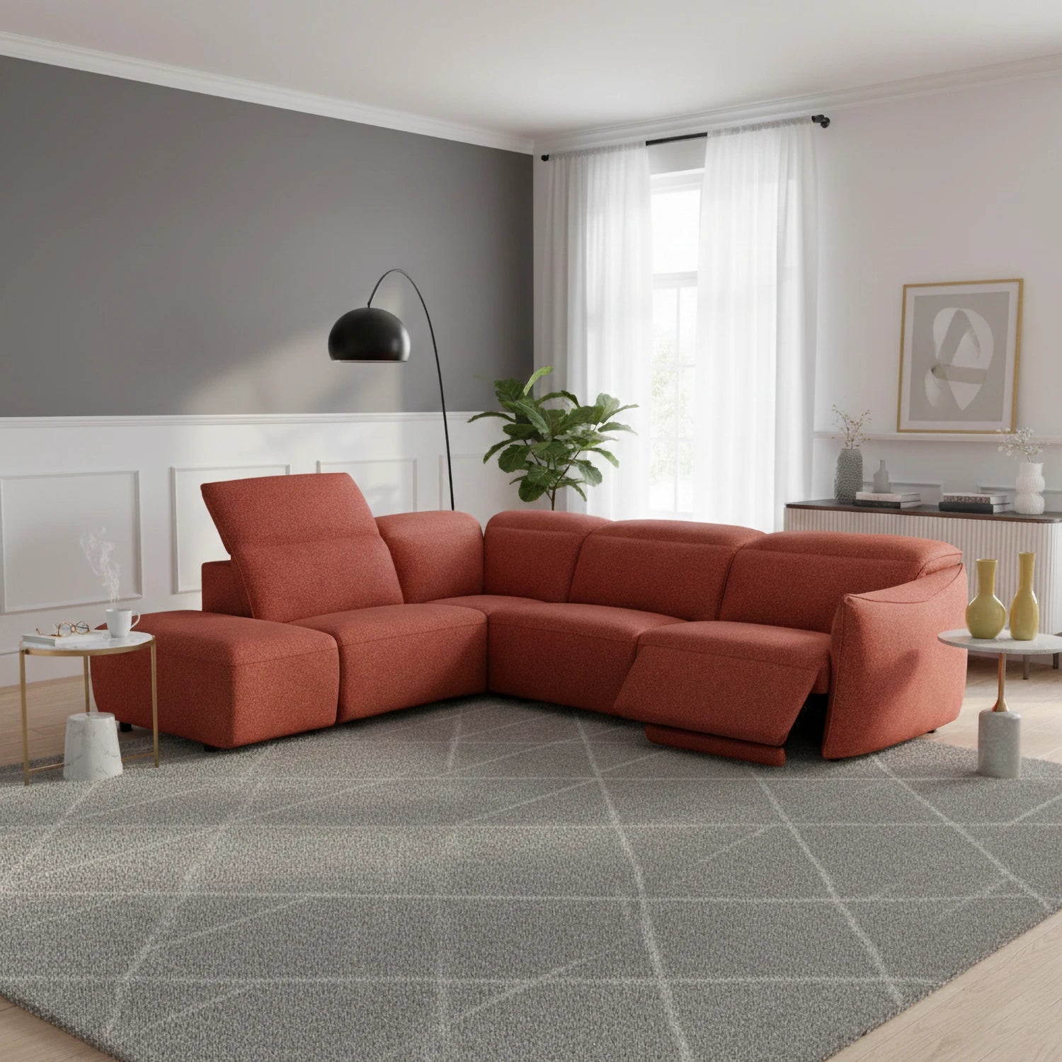 Libra Ruby Fabric Power Recliner Corner Chaise Sofa with Adjustable Headrests - Pendle Village Furniture