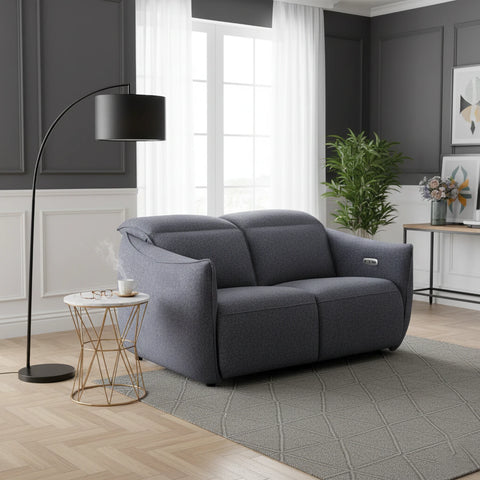 Libra Antracite Fabric Power Recliner 2 Seater Sofa with Adjustable Headrests - Pendle Village Furniture