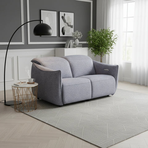 Libra Grey Fabric Power Recliner 2 Seater Sofa with Adjustable Headrests - Pendle Village Furniture