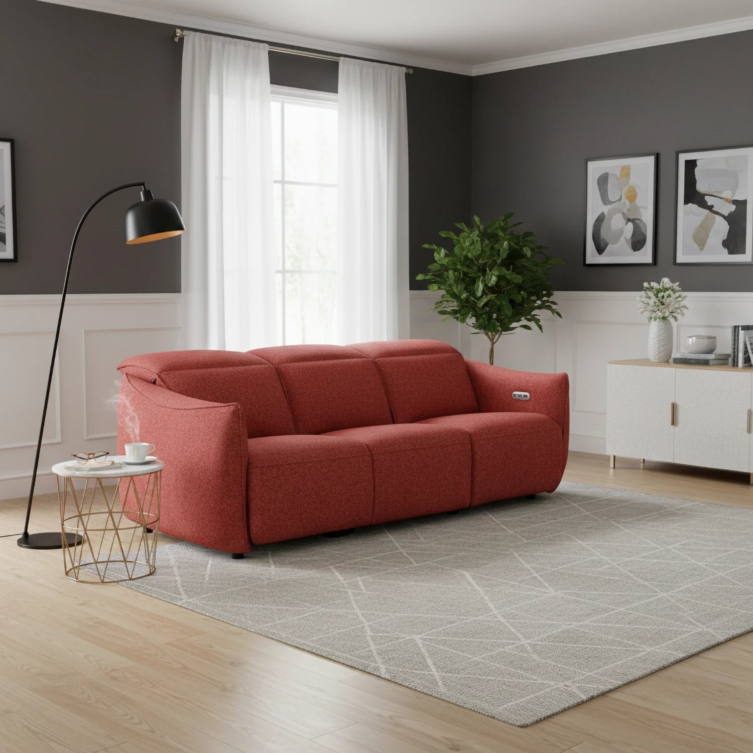 Libra Ruby Fabric Power Recliner 3 Seater Sofa with Adjustable Headrests - Pendle Village Furniture