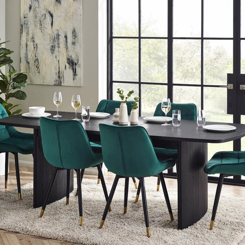 Lewes Fluted Extending Dining Table in Black - Pendle Village Furniture