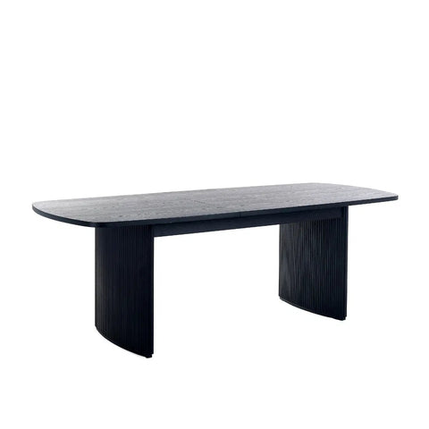 Lewes Fluted Extending Dining Table in Black - Pendle Village Furniture