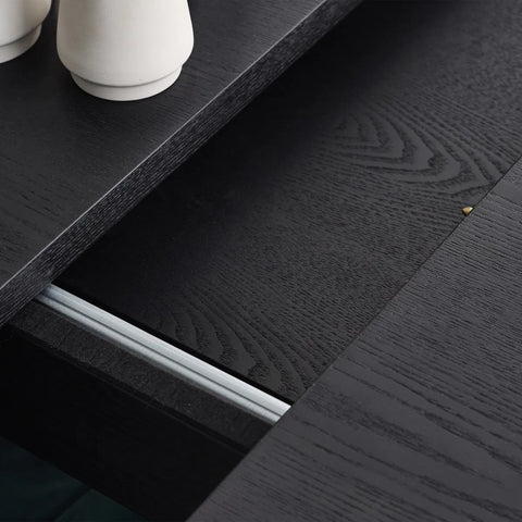 Lewes Fluted Extending Dining Table in Black - Pendle Village Furniture
