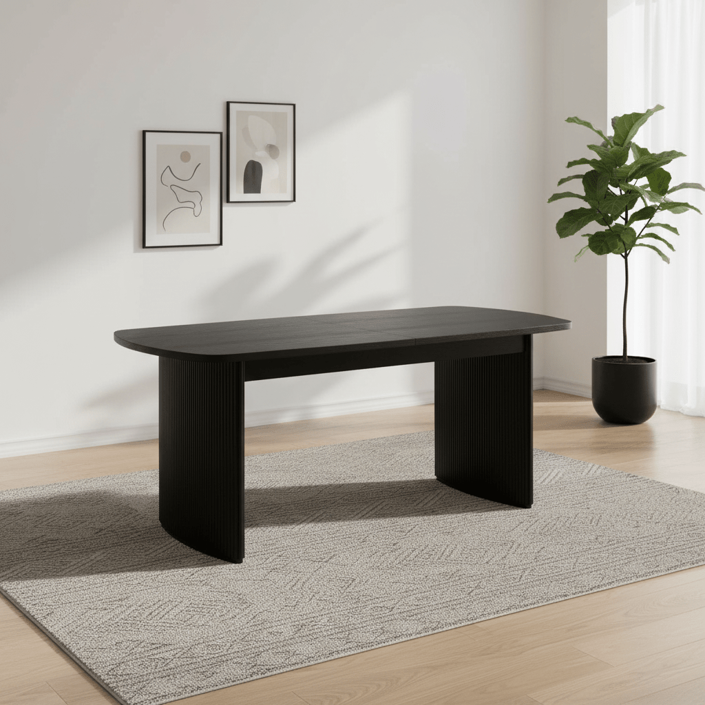 Lewes Fluted Extending Dining Table in Black