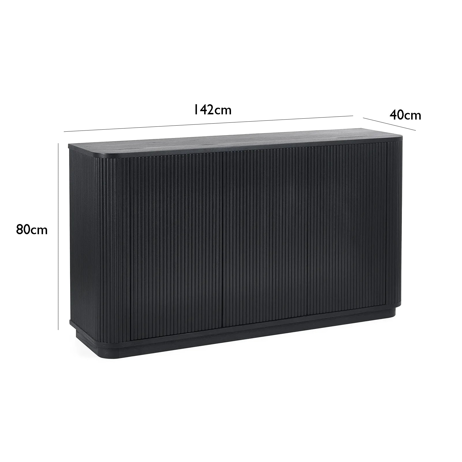 Lewes Black Fluted Sideboard - Pendle Village Furniture